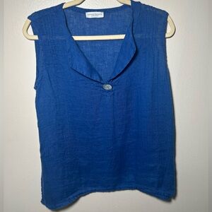 Sartoria Saracena Royal Blue Sleeveless Blouse MADE IN ITALY